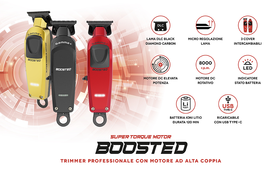 boosted trimmer clipper capelli barba gamma+
