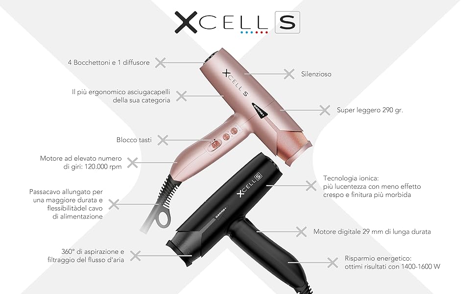 Xcell asciugacapelli phon gamma più